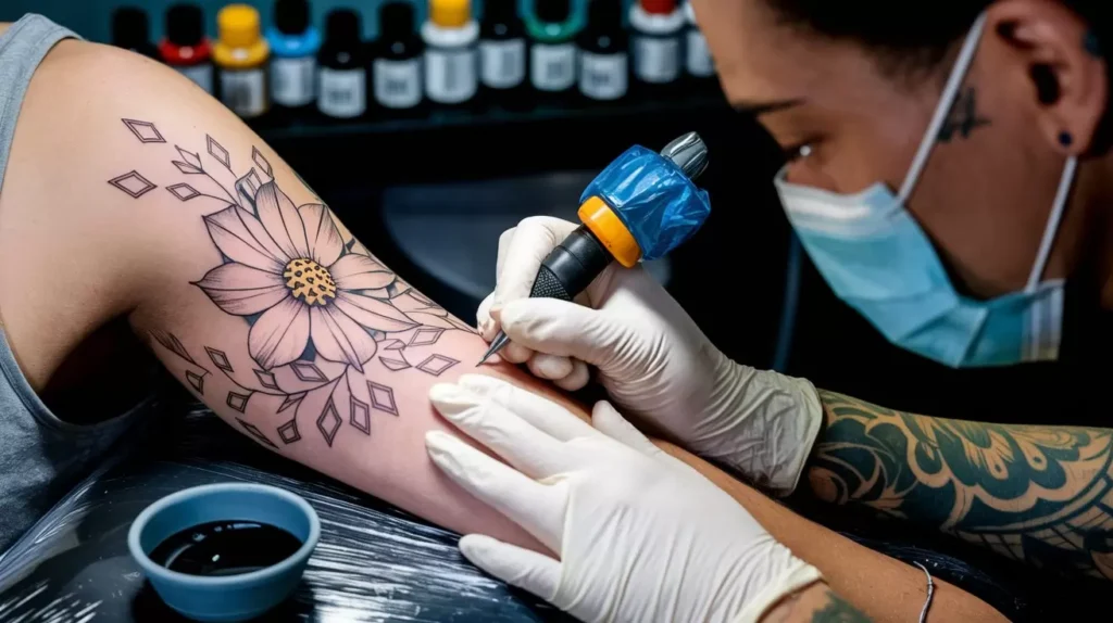 Cosmos Flower with Geometric Patterns